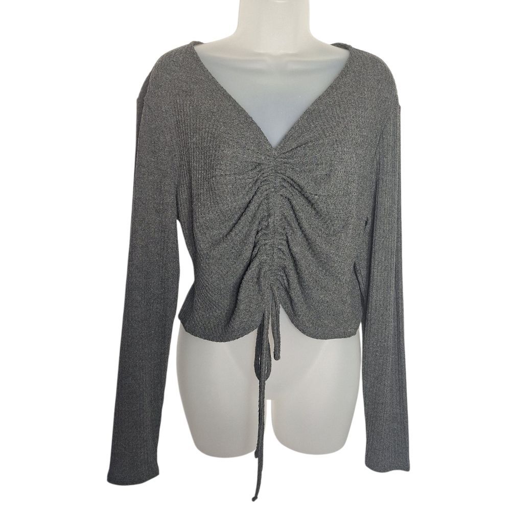 Wild Fable Sweater Top Long Sleeve Ruched Drawstring Large womens